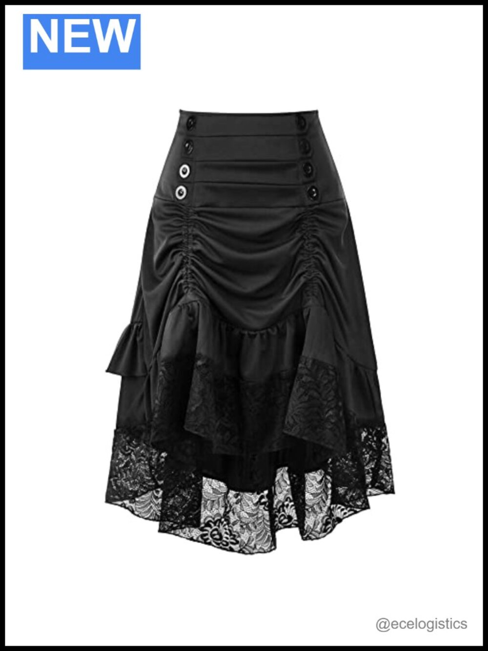 Steampunk Gothic Renaissance Skirt Victorian Pin Up Burlesque Ruffled High Rise